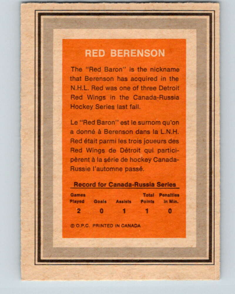 1972-73 O-Pee-Chee Team Canada #2 Red Berenson  V8738