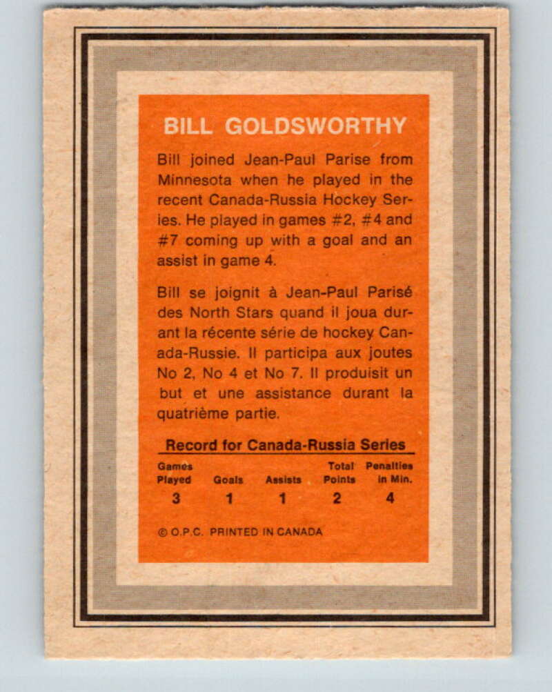 1972-73 O-Pee-Chee Team Canada #12 Bill Goldsworthy  V8759