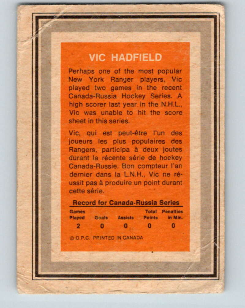 1972-73 O-Pee-Chee Team Canada #13 Vic Hadfield   V8760