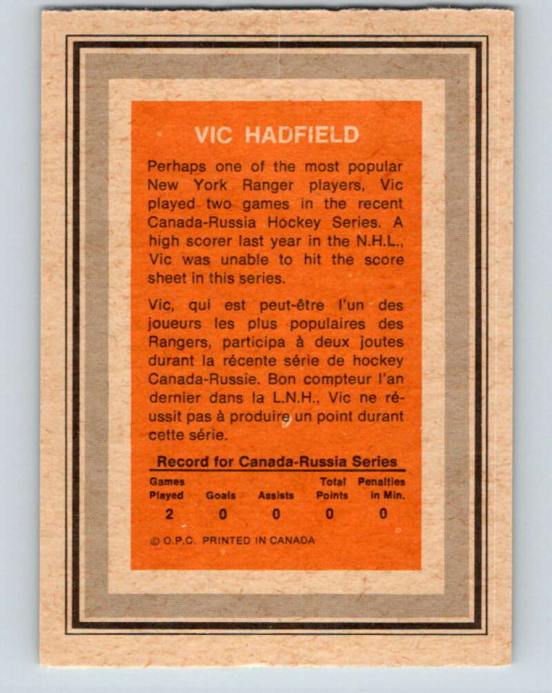 1972-73 O-Pee-Chee Team Canada #13 Vic Hadfield   V8761