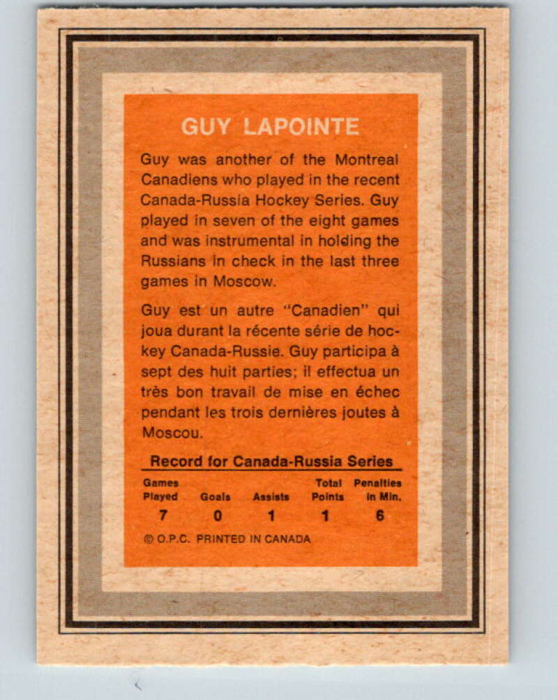 1972-73 O-Pee-Chee Team Canada #16 Guy Lapointe   V8766