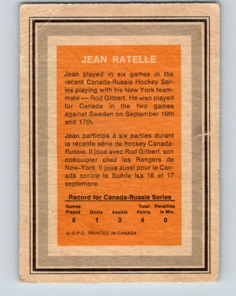 1972-73 O-Pee-Chee Team Canada #23 Jean Ratelle   V8785