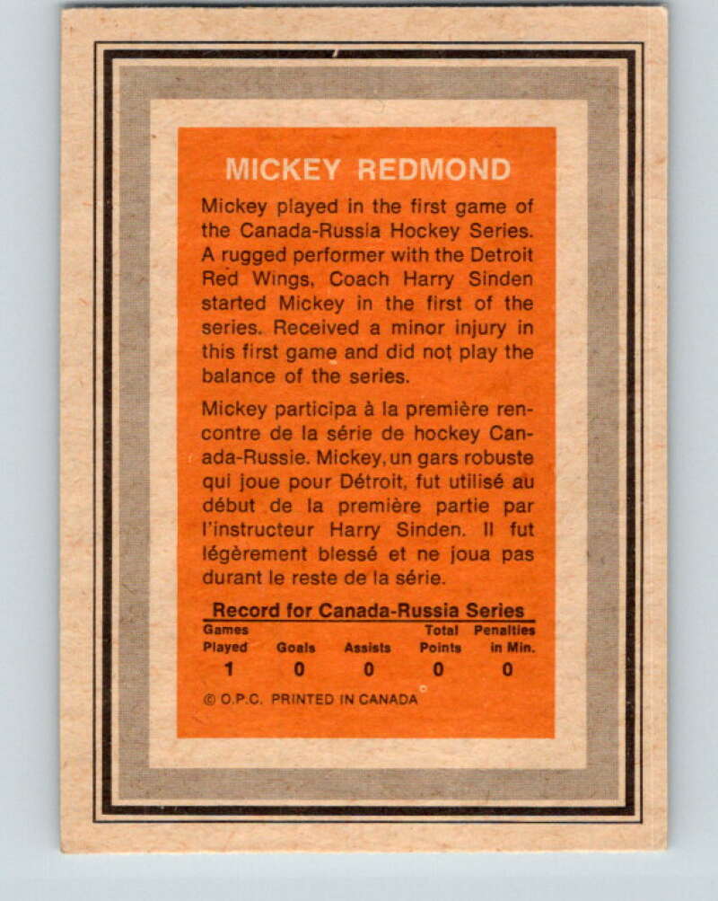 1972-73 O-Pee-Chee Team Canada #24 Mickey Redmond  V8788