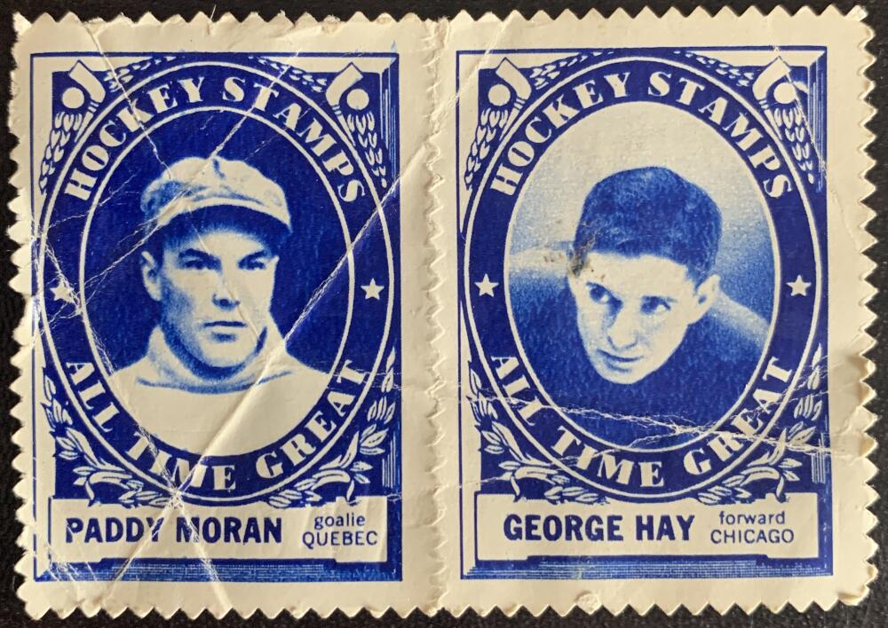 V8846--1961-62 Topps Stamps NHL Hockey Paddy Moran/George Hay