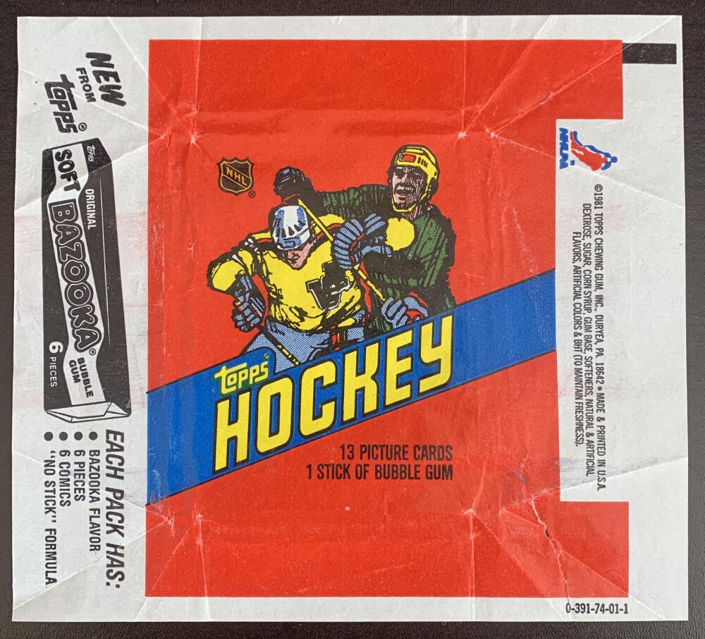 Hockey Wax Wrapper - 1981-82 Topps - Bazooka Gum Pack W14