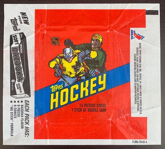 Hockey Wax Wrapper - 1981-82 Topps - Bazooka Gum Pack W14