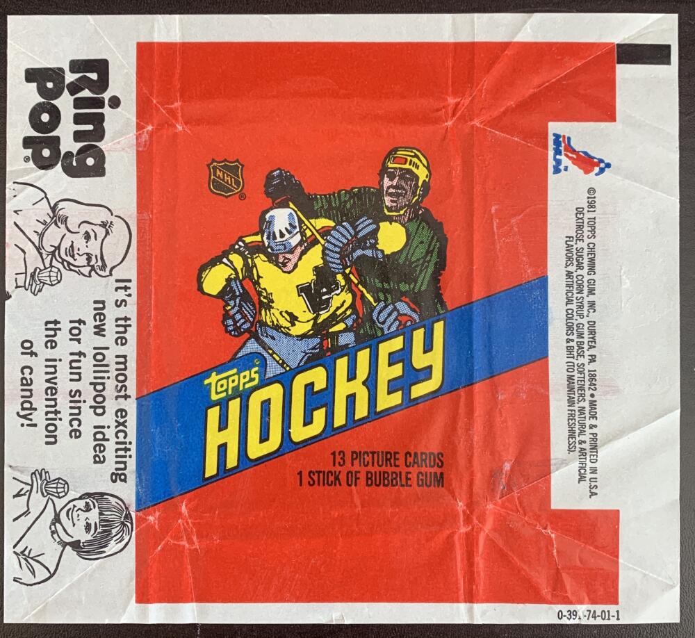 Hockey Wax Wrapper - 1981-82 O-Pee-Chee - Ring Pop Pack W16