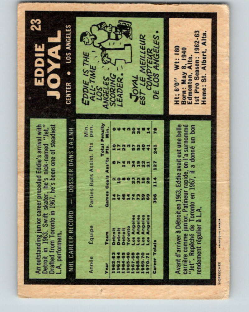 1971-72 O-Pee-Chee #23 Eddie Joyal  Los Angeles Kings  V9042