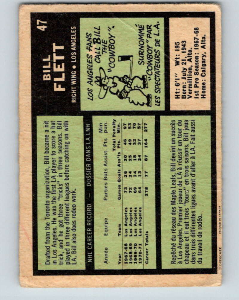 1971-72 O-Pee-Chee #47 Bill Flett  Los Angeles Kings  V9106