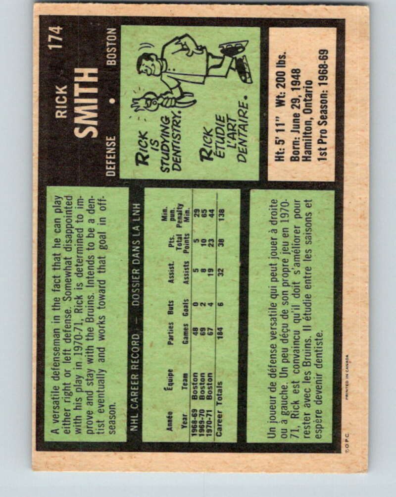 1971-72 O-Pee-Chee #174 Rick Smith  Boston Bruins  V9487