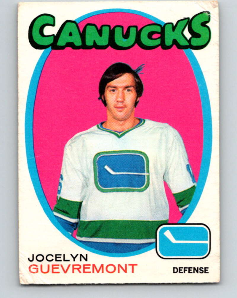 1971-72 O-Pee-Chee #232 Jocelyn Guevremont  RC Rookie Vancouver Canucks  V9732
