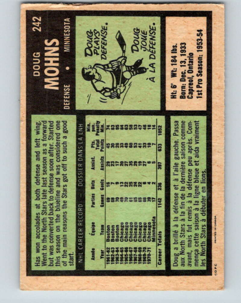 1971-72 O-Pee-Chee #242 Doug Mohns  Minnesota North Stars  V9779