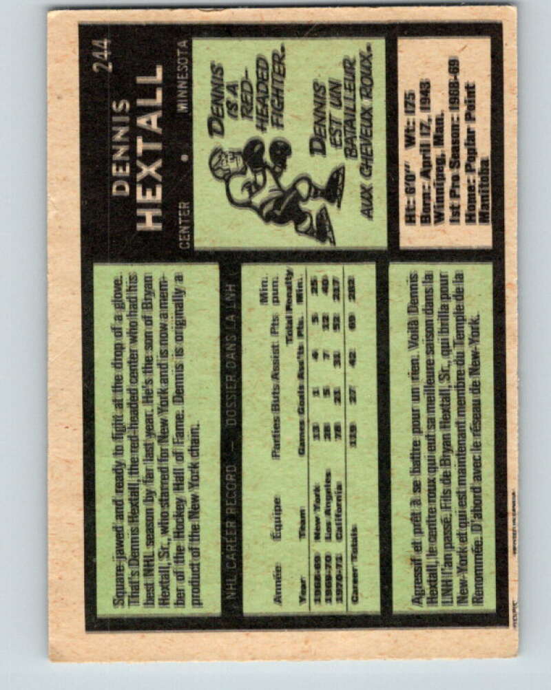 1971-72 O-Pee-Chee #244 Dennis Hextall  Minnesota North Stars  V9791