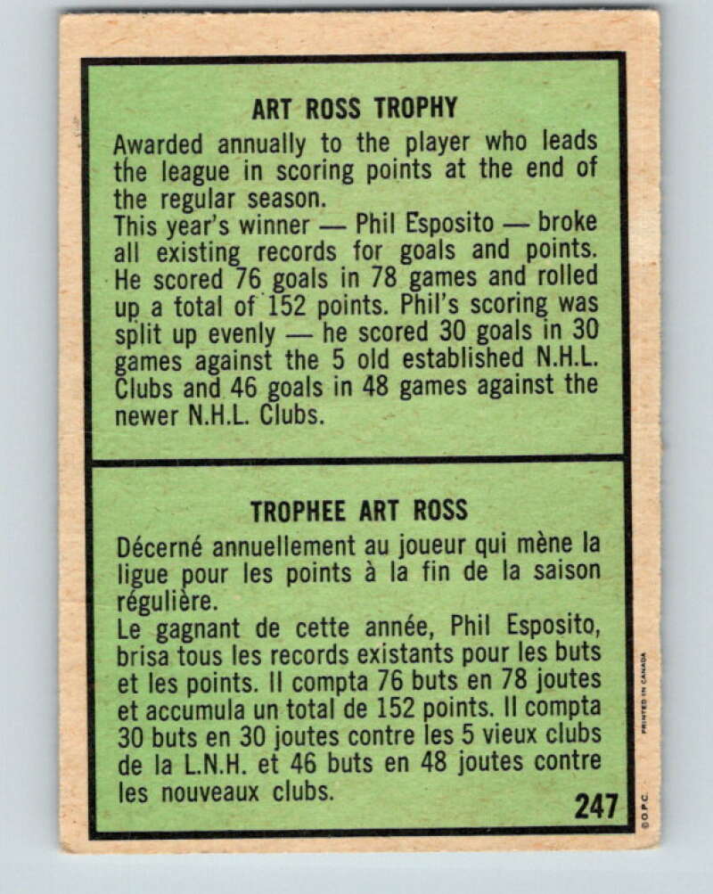 1971-72 O-Pee-Chee #247 Phil Esposito TR  Boston Bruins  V9803