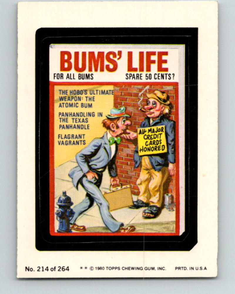 1980 Wacky Packages - #214 Bums Life Spare 50 Cents V10034