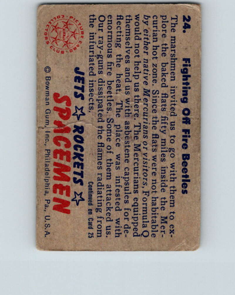 1951 Bowman Jets Rockets Spacemen #24 Fighting off Fire Beetles  V10174