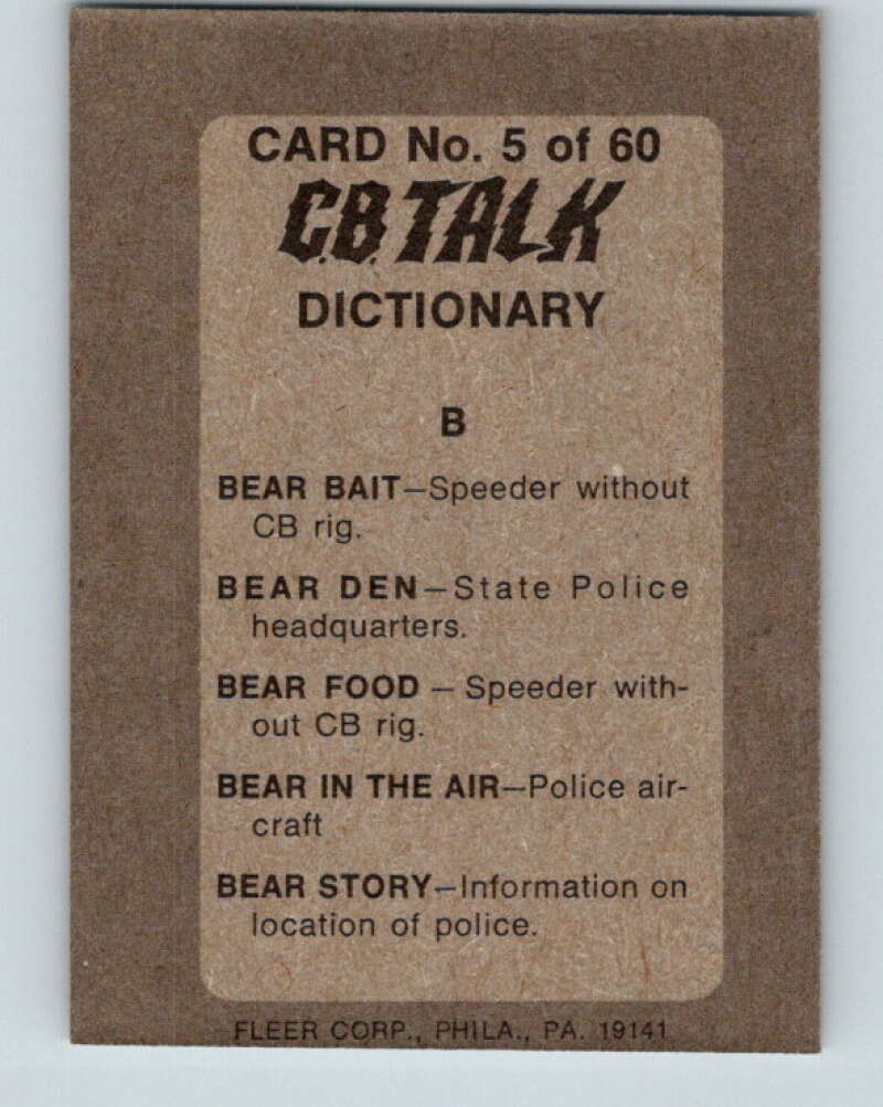 1977 Fleer CB Talk - #5 Bear Bait  V10281