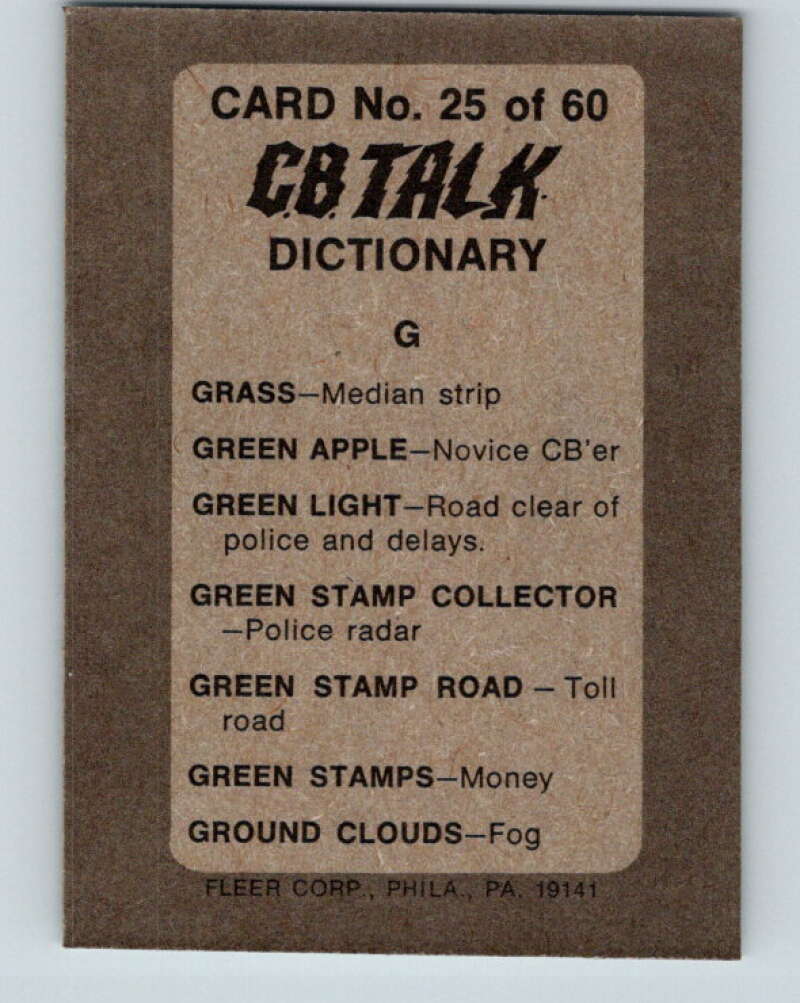 1977 Fleer CB Talk - #25 Grass  V10285