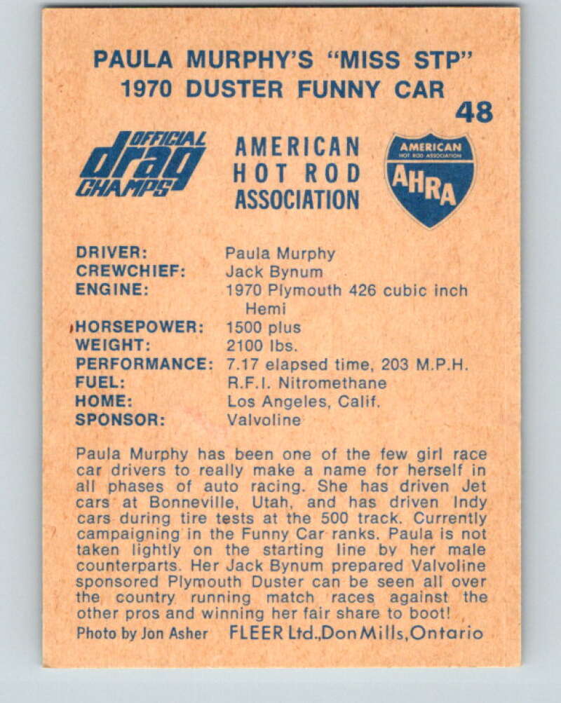 1971 Fleer AHRA Drag Champs #48 Paula Murphys Miss STP  V10331