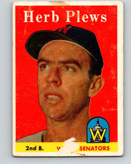 1958 Topps MLB #109 Herb Plews  Washington Senators� V10440