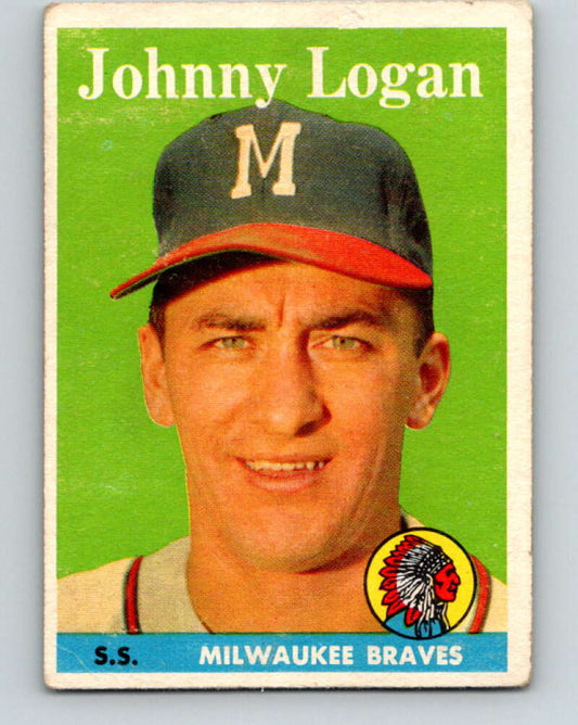 1958 Topps MLB #110 Johnny Logan  Milwaukee Braves� V10441