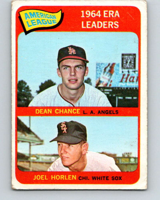 1965 Topps MLB #7 Chance/Horlen AL E.R.A. Leaders V10486