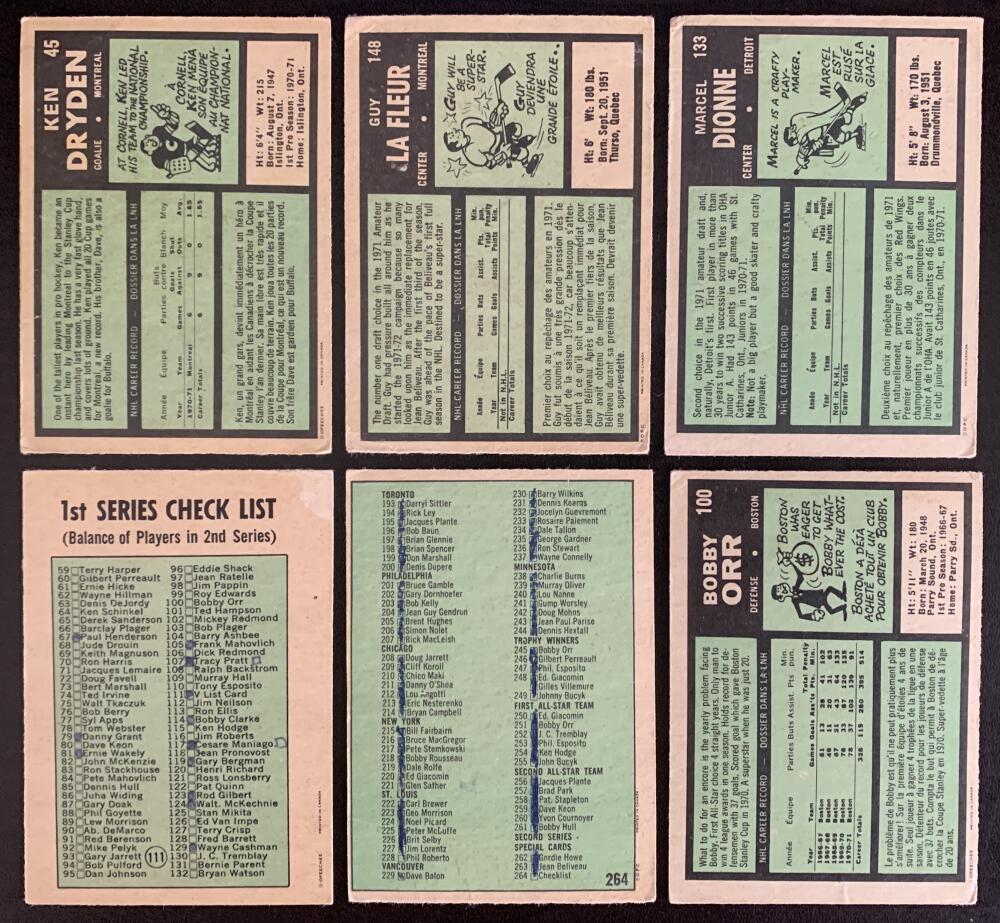 1971-72 O-Pee-Chee NHL Hockey Complete Set 1-264 EX-NM *0180