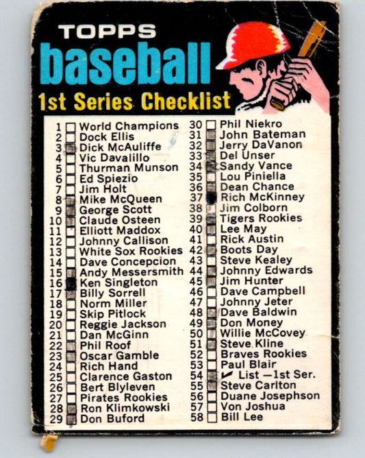 1971 O-Pee-Chee MLB #54 Checklist 1-132 � V10765