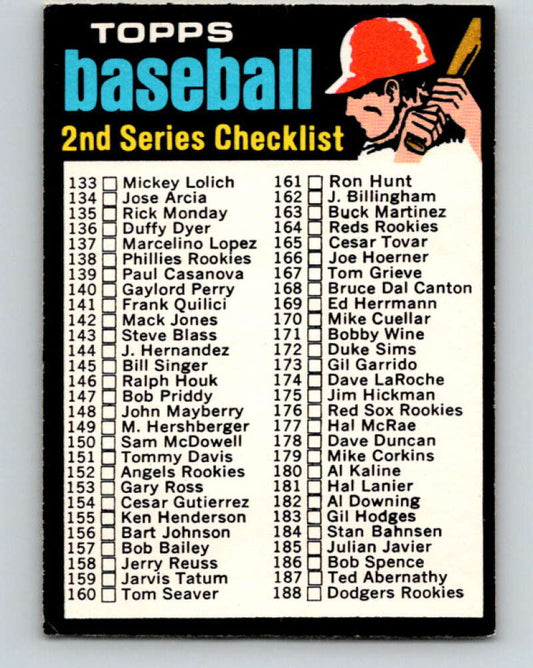 1971 O-Pee-Chee MLB #123 Checklist 133-263 � V10869