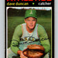 1971 O-Pee-Chee MLB #178 Dave Duncan� Oakland Athletics� V10976