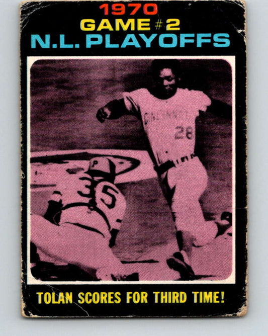 1971 O-Pee-Chee MLB #200 NL Playoffs Game 2 Tolan Scores� V11015