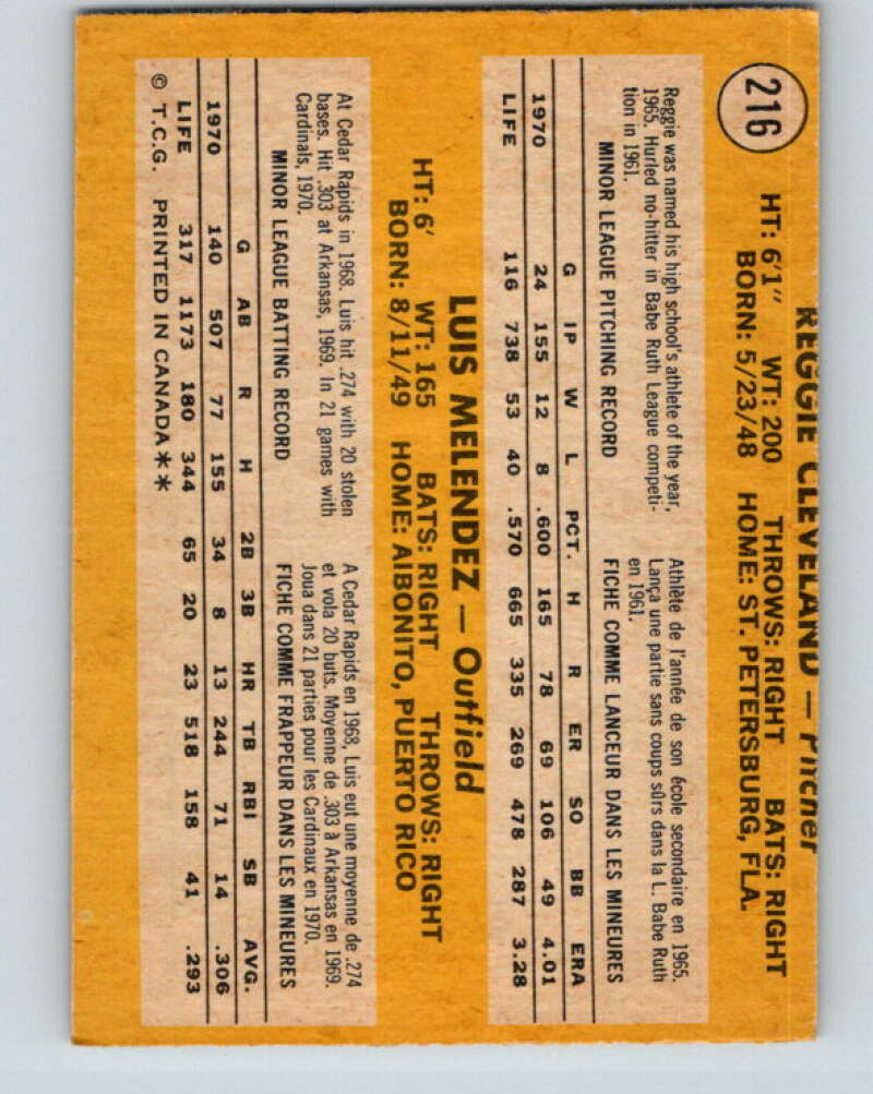 1971 O-Pee-Chee MLB #215 Diego Segui� Oakland Athletics� V11043
