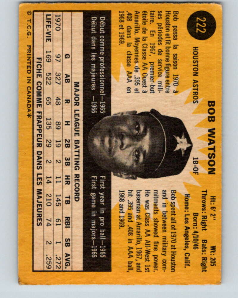 1971 O-Pee-Chee MLB #222 Bob Watson� Houston Astros� V11050