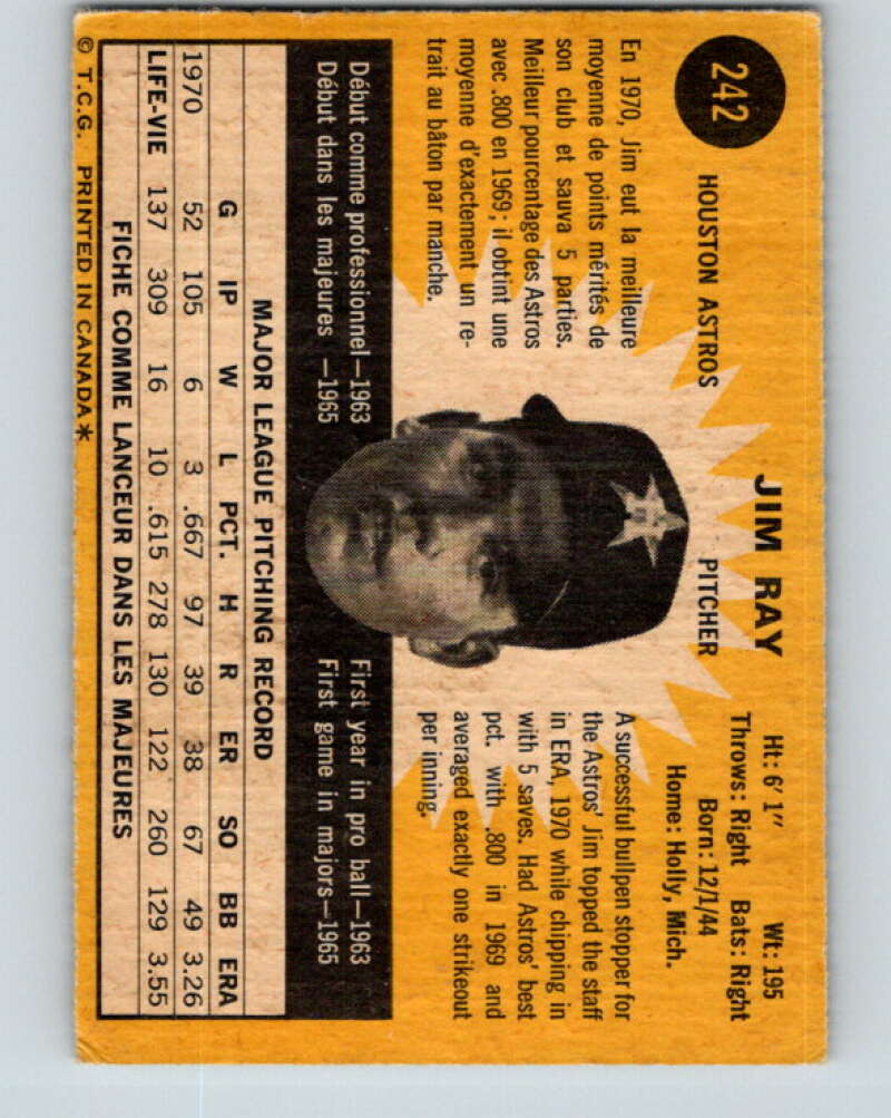 1971 O-Pee-Chee MLB #242 Jim Ray� Houston Astros� V11086