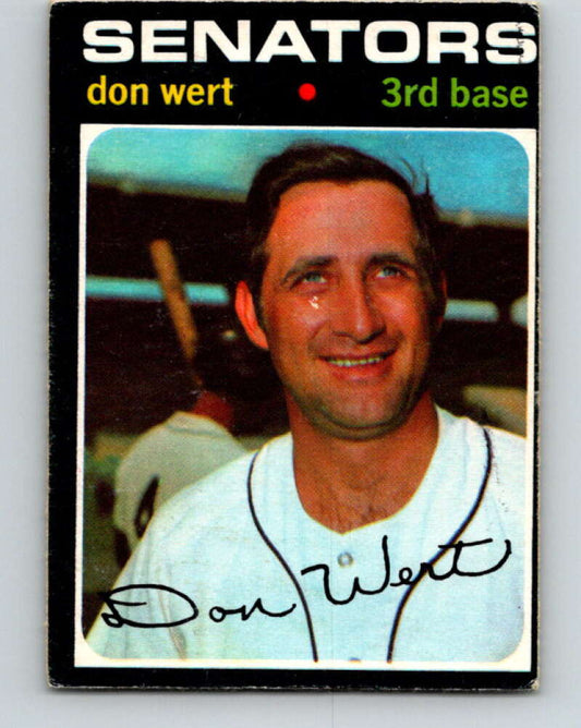 1971 O-Pee-Chee MLB #307 Don Wert� Washington Senators� V11147