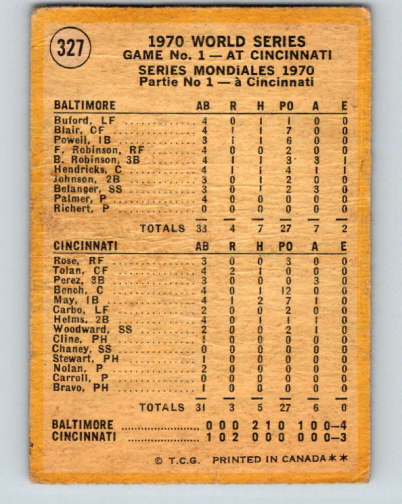 1971 O-Pee-Chee MLB #327 World Series Game 1 Powell Homers� V11157