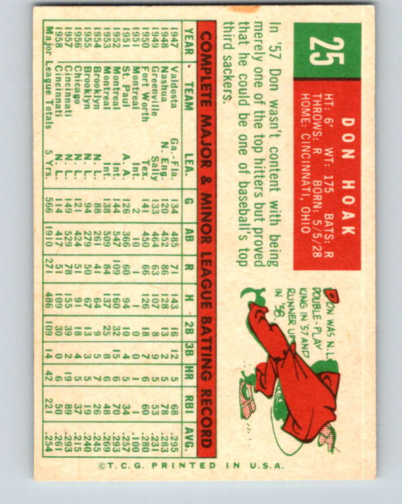 1959 Topps MLB #25 Don Hoak  Cincinnati Reds  V11238
