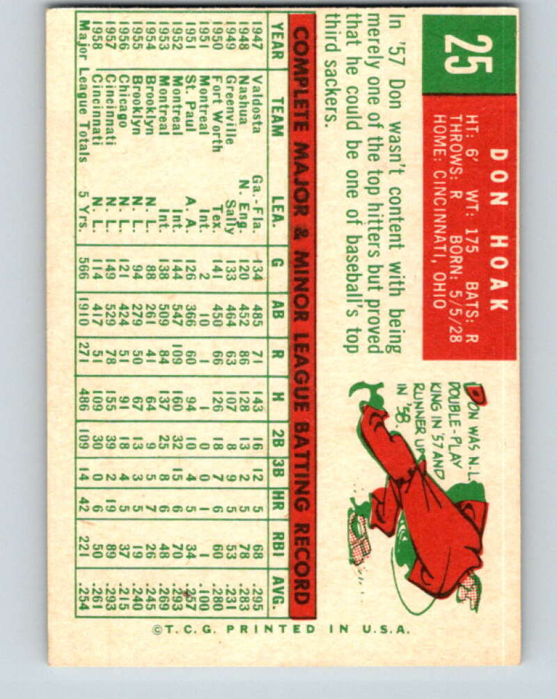 1959 Topps MLB #25 Don Hoak  Cincinnati Reds  V11239