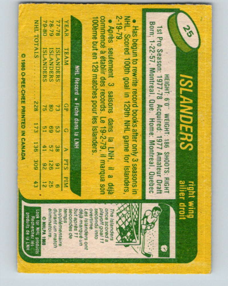 1980-81 O-Pee-Chee #25 Mike Bossy  New York Islanders  V11362