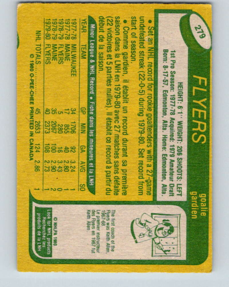 1980-81 O-Pee-Chee #279 Pete Peeters  RC Rookie Philadelphia Flyers  V11504