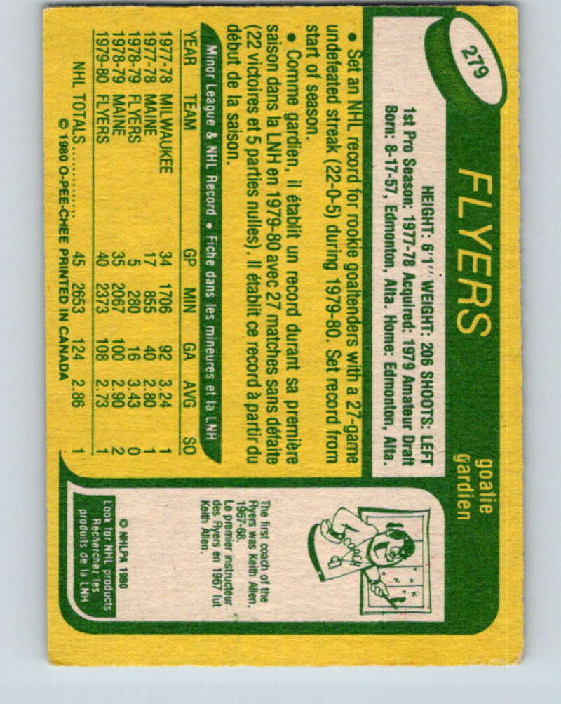 1980-81 O-Pee-Chee #279 Pete Peeters  RC Rookie Philadelphia Flyers  V11511