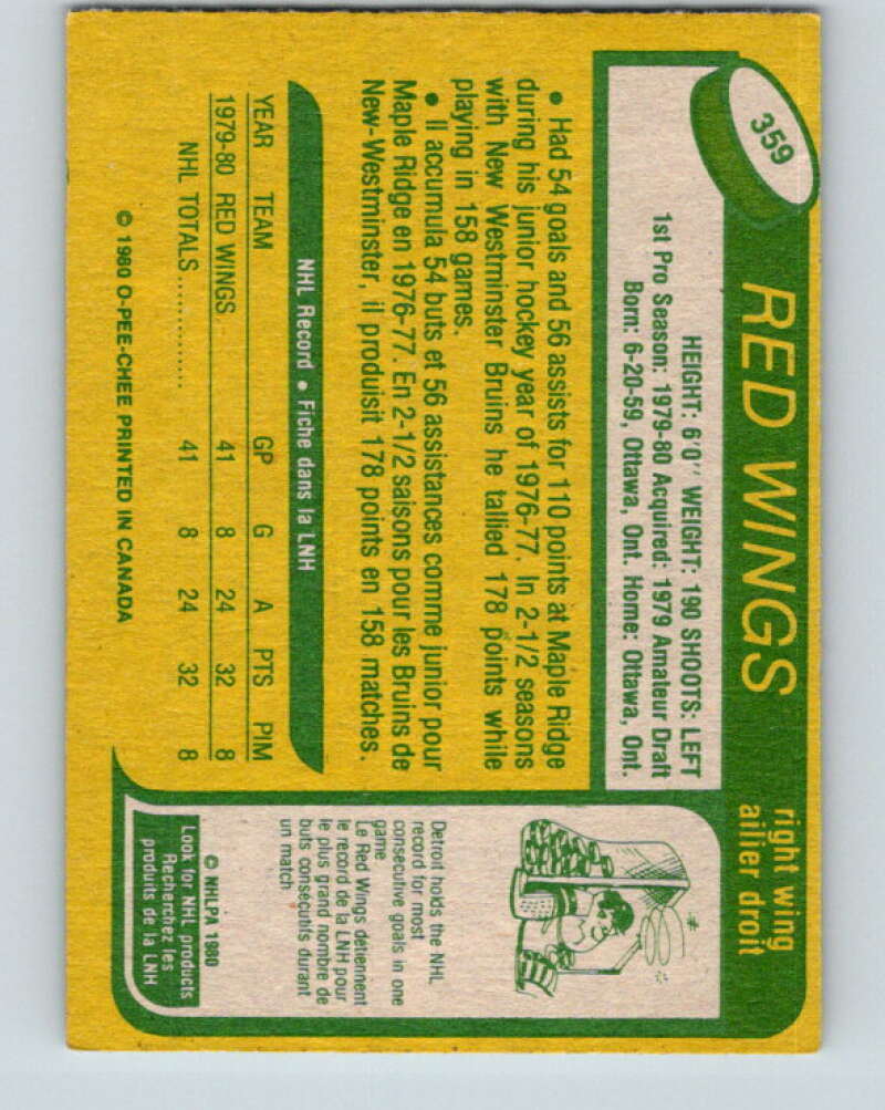 1980-81 O-Pee-Chee #359 John Ogrodnick  RC Rookie Detroit Red Wings  V11580