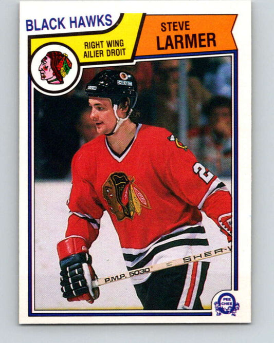 1983-84 O-Pee-Chee #105 Steve Larmer UER  RC Rookie  Blackhawks  V11710