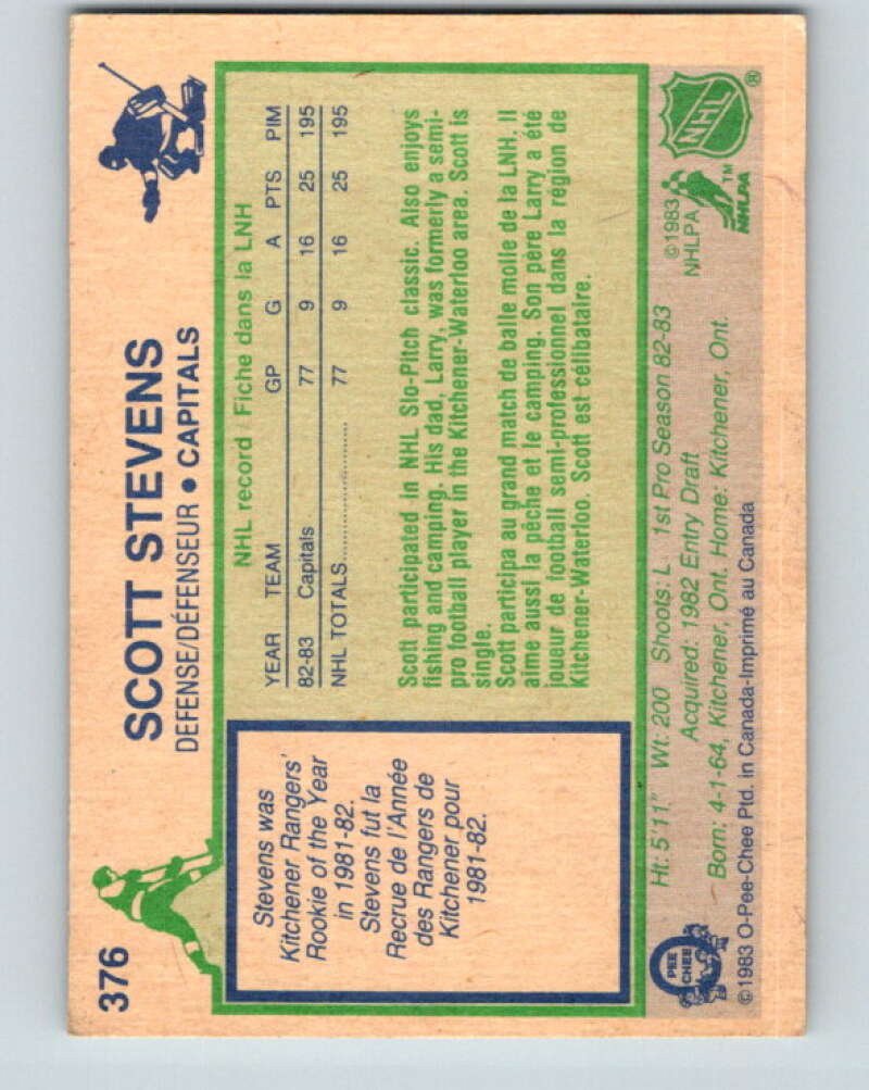 1983-84 O-Pee-Chee #376 Scott Stevens  RC Rookie Washington Capitals  V11732