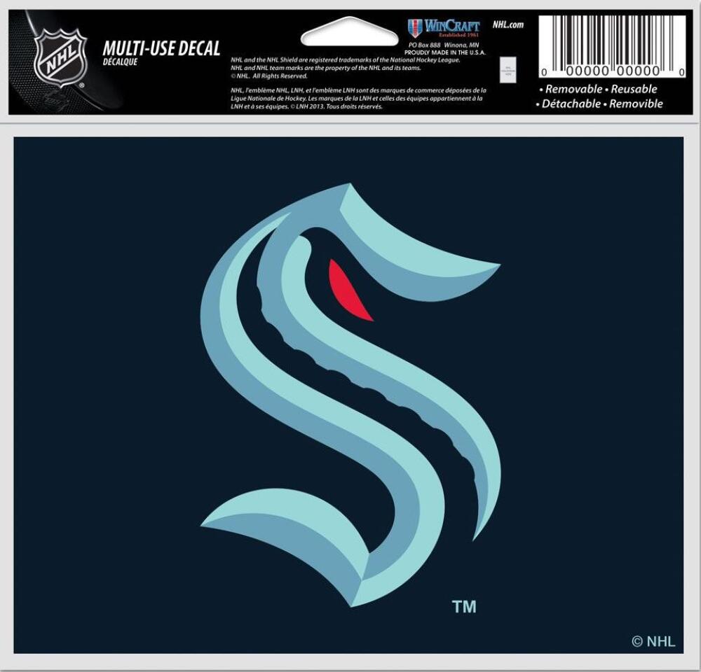 Seattle Kraken Multi-Use Decal Sticker 4.5"x6" Clear Back