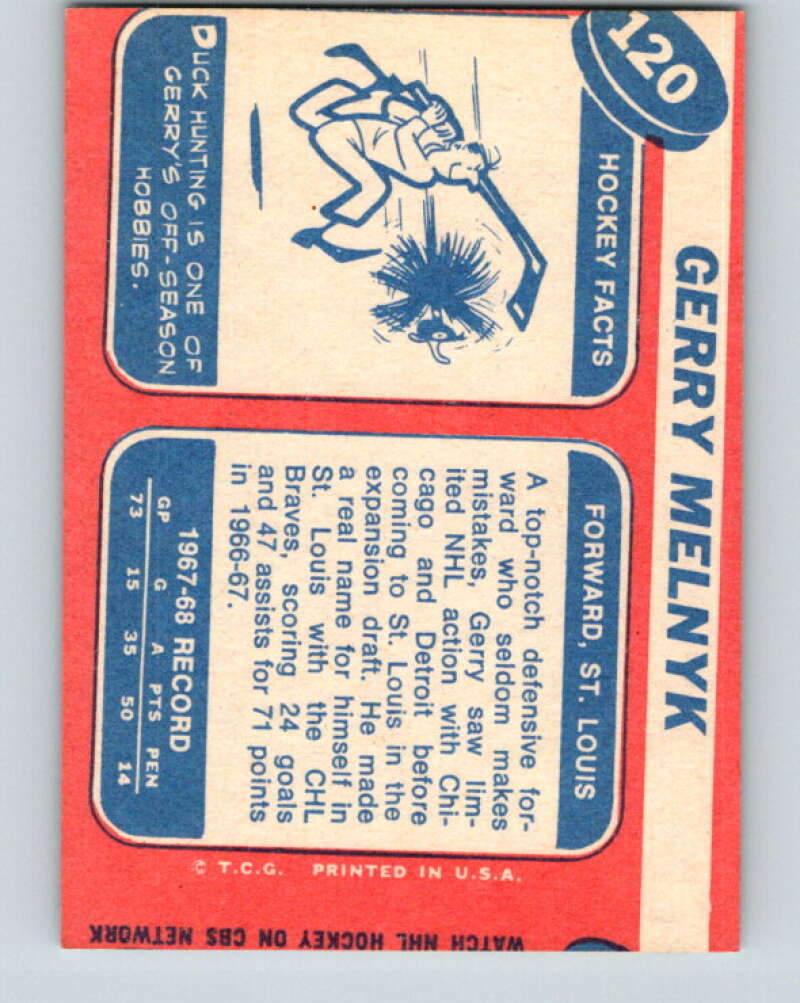 1968-69 Topps NHL #120 Gerry Melnyk  St. Louis Blues  V11816