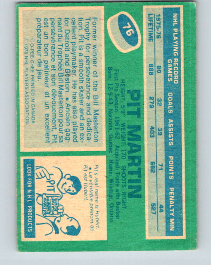 1976-77 O-Pee-Chee #76 Pit Martin  Chicago Blackhawks  V12490