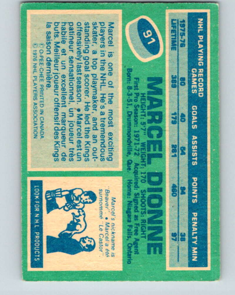1976-77 O-Pee-Chee #91 Marcel Dionne  Los Angeles Kings  V12531