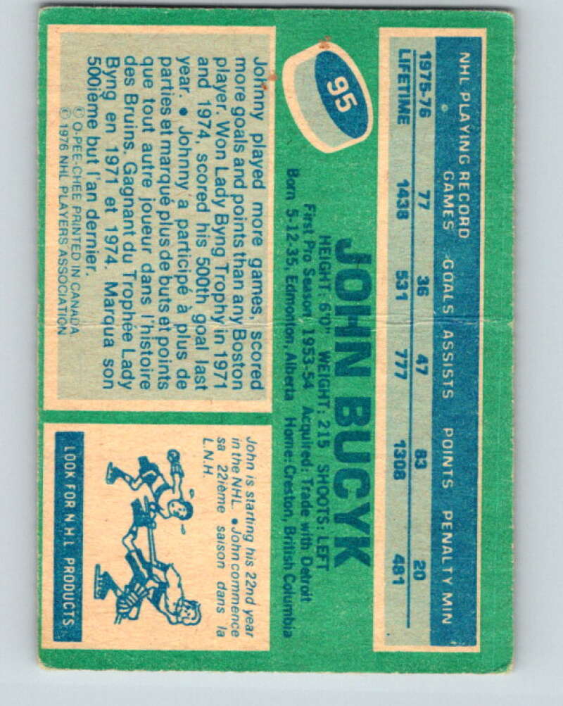 1976-77 O-Pee-Chee #95 Johnny Bucyk  Boston Bruins  V12542