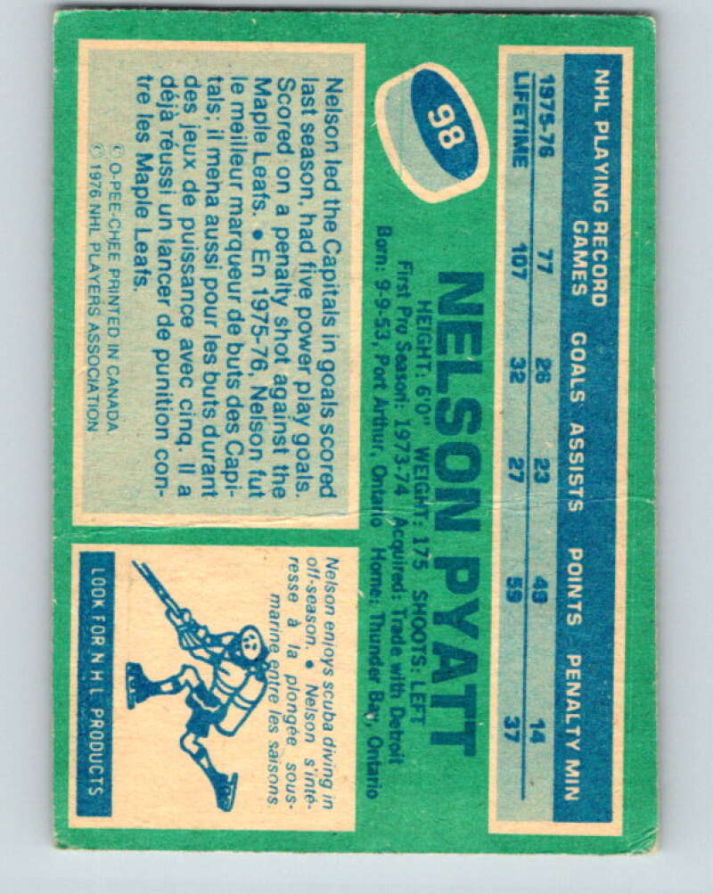 1976-77 O-Pee-Chee #98 Nelson Pyatt  RC Rookie Colorado Rockies  V12551